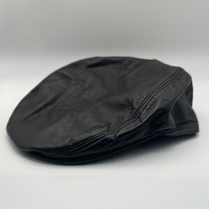 Vintage Wilson Black Leather Newsboy Cap